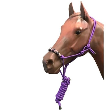 Jacks Jacks 4320-PU 8 ft. Beaded Rope Halter & Lead; Purple 4320-PU